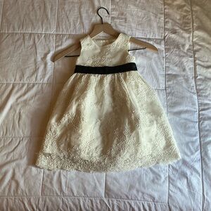 Janie and Jack Ivory Lace Dress with Black Band